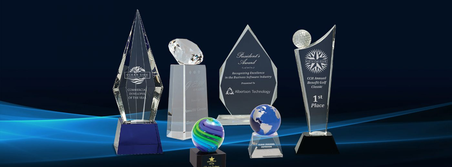 Collection of elegant glass awards