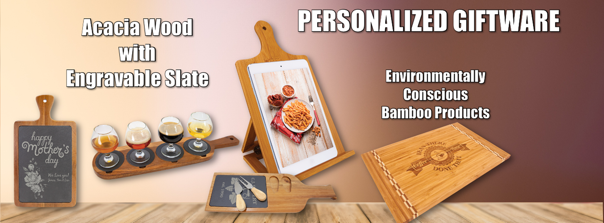 Personalized bamboo giftware display