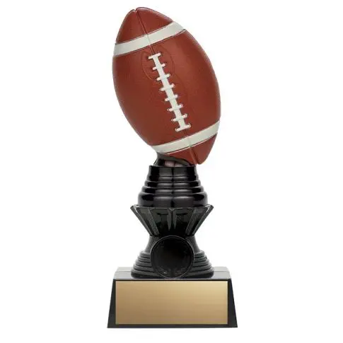 A football trophy with a golden plaque base.