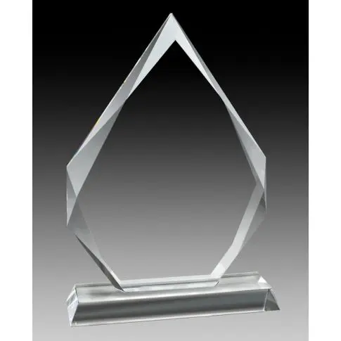 Beveled crystal teardrop award on pedestal