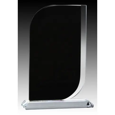 Elegant black glass award with a clear base.