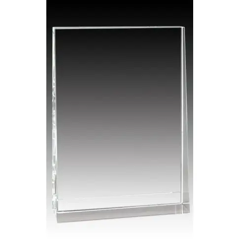 A clear rectangular acrylic or glass block with polished edges.