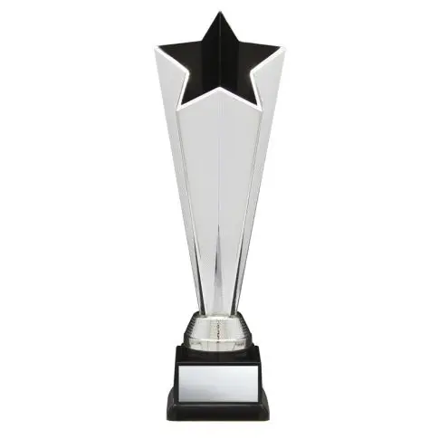 Tall silver award with black star