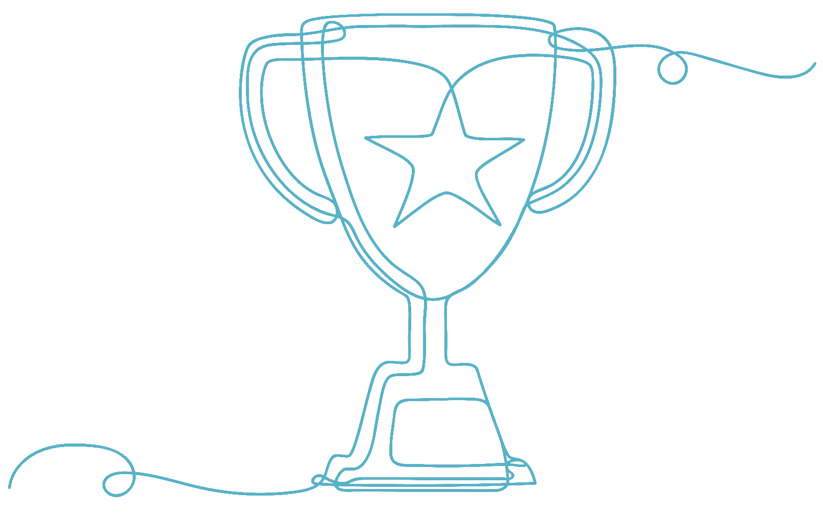 Blue trophy icon with stars symbolizing achievement.